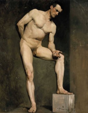 Male Model, Academy Study by Albert Edelfelt Oil Painting