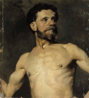 Male Model, Study by Albert Edelfelt Oil Painting