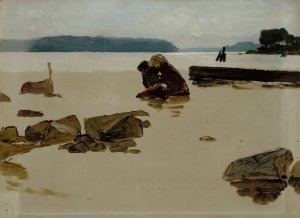 Open Sea off Haikko, study for Boys Playing on the Shore by Albert Edelfelt Oil Painting