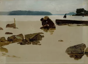 Open Sea off Haikko, study for Boys Playing on the Shore by Albert Edelfelt Oil Painting