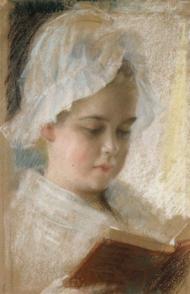Portrait of Berta Edelfelt, study  by Albert Edelfelt - Hand-Painted Oil Painting Reproduction