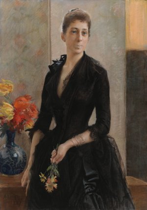 Portrait Of Mme Weissgerber De Stragewicz, Later Mme R. Berenger by Albert Edelfelt Oil Painting