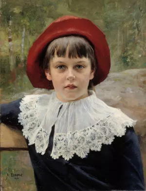 Portrait Of The Artist's Sister Berta Edelfelt by Albert Edelfelt Oil Painting