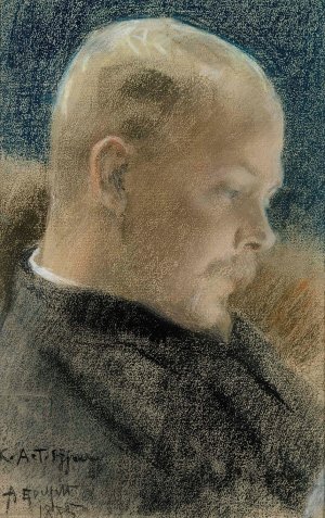 Portrait of the Author Karl A. Tavaststjerna by Albert Edelfelt Oil Painting