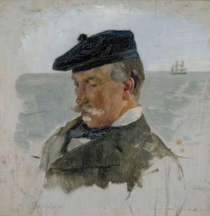 Portrait Sketch of Adolf von Becker the Painter by Albert Edelfelt Oil Painting
