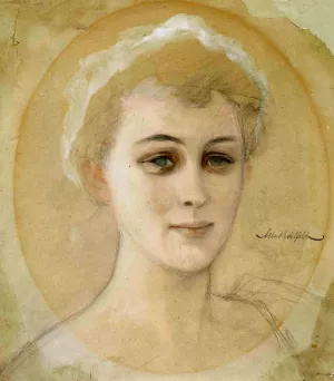 Portrait Study Of Baroness Naomi by Albert Edelfelt Oil Painting