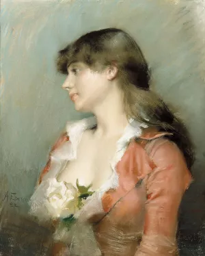 Profile Of A Young Woman by Albert Edelfelt Oil Painting