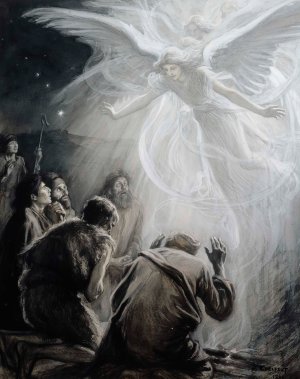 Revelation Of Angels To Shepherds by Albert Edelfelt Oil Painting