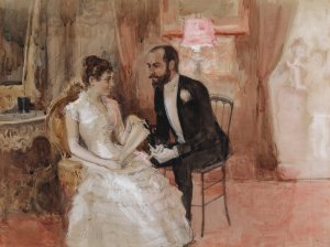 Scene At The Ball by Albert Edelfelt Oil Painting