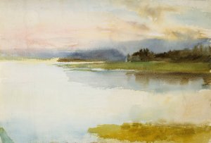 Seashore in the Evening ; Landscape, Evening by Albert Edelfelt Oil Painting