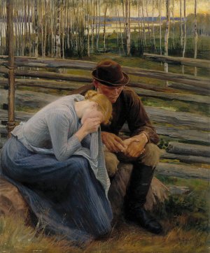 Sorrow, Variation Of The Illustration For The Poem At The Fair Of Vernamo by Albert Edelfelt Oil Painting