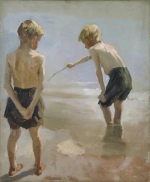 Study for the Boys Playing on the Shore by Albert Edelfelt Oil Painting