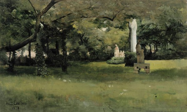 The Cluny Museum Garden in Paris  by Albert Edelfelt - Hand-Painted Oil Painting Reproduction