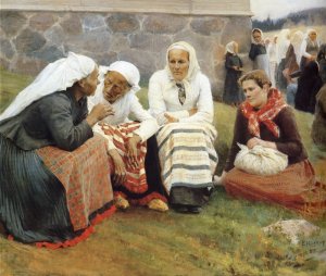 The Gossip Oil painting by Albert Edelfelt