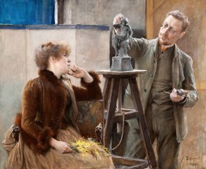 The Sculptor Ville Vallgren and his Wife by Albert Edelfelt Oil Painting