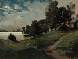 Villa at Haikko in the Moonlight by Albert Edelfelt Oil Painting
