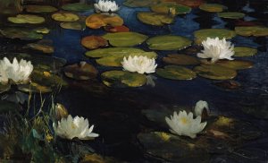 Water Lilies, Study for the Youth and a Mermaid Oil painting by Albert Edelfelt