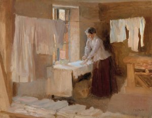 Woman Ironing, Study for the Washerwomen by Albert Edelfelt Oil Painting