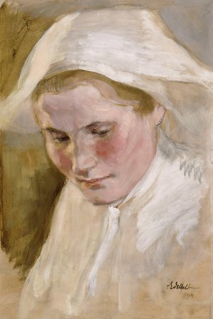 Woman's Head by Albert Edelfelt Oil Painting