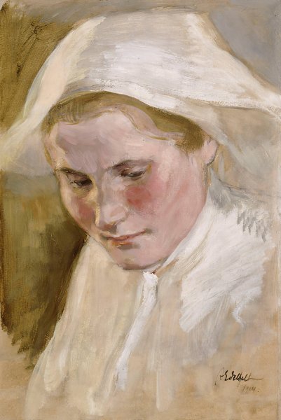 Woman's Head  by Albert Edelfelt - Hand-Painted Oil Painting Reproduction
