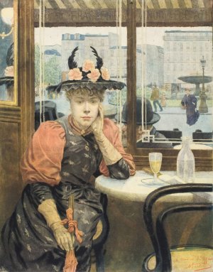 The Absinthe Drinker by Albert-Emmanuel Bertrand Oil Painting
