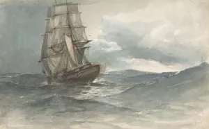 Ship at Sea by Albert Ernest Markes Oil Painting
