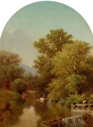 River Landscape by Albert Fitch Bellows Oil Painting