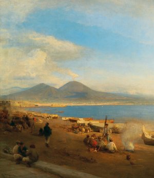 A View Of The Gulf Of Naples From Posilippo by Albert Flamm Oil Painting