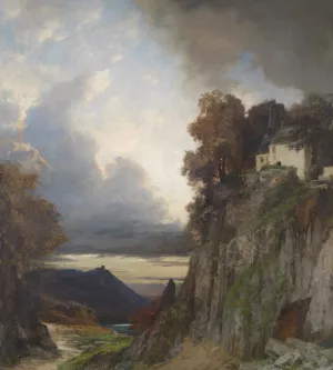 Abendstimmung am Rhein Oil painting by Albert Flamm