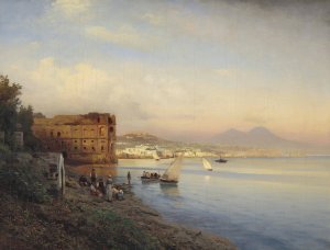 Blick auf die Bucht von Neapel by Albert Flamm Oil Painting