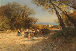 Nach der Feldarbeit by Albert Flamm Oil Painting