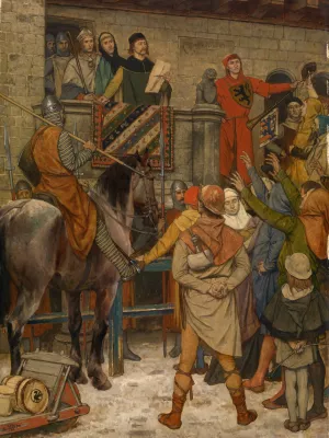 Bruges Receives its City Charter from Philip of Alsace by Albert Frans Lieven De Vriendt Oil Painting
