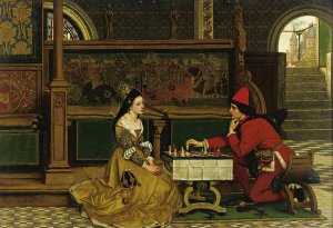 His Move by Albert Frans Lieven De Vriendt Oil Painting