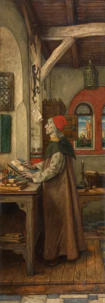 Jacob van Maerlant Writing His Spieghel Historiael by Albert Frans Lieven De Vriendt Oil Painting