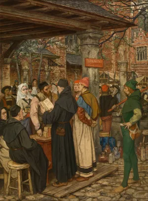Jan Brito, Inventor of Printing in Bruges by Albert Frans Lieven De Vriendt Oil Painting