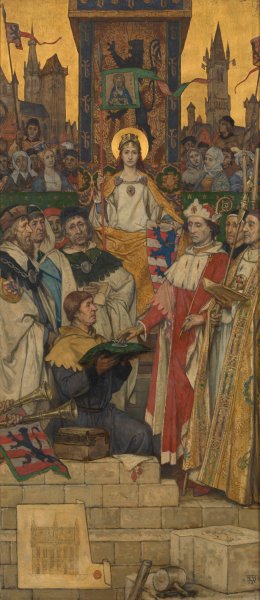 Louis of Male Laying the Foundation Stone of the Town Hall Oil painting by Albert Frans Lieven De Vriendt