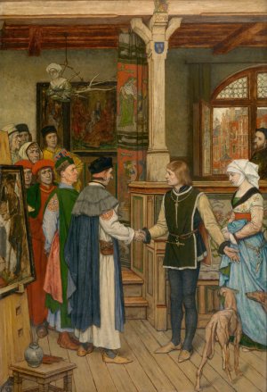 The Magistrates Visit the Workshop of Jan van Eyck by Albert Frans Lieven De Vriendt Oil Painting