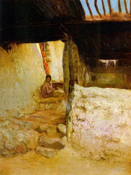 Les Petites Filles de Bou Saada by Albert Gabriel Rigolot - Hand-Painted Oil Painting Reproduction