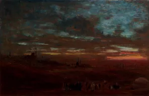 A View of Cairo at Sunset Oil painting by Albert Goodwin