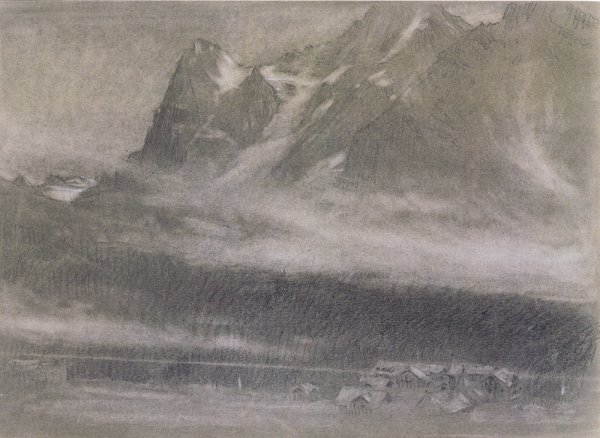 Main Product Photo of Alpine Valley Painting by Albert Goodwin