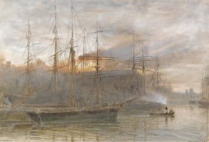 Bristol docks by Albert Goodwin Oil Painting