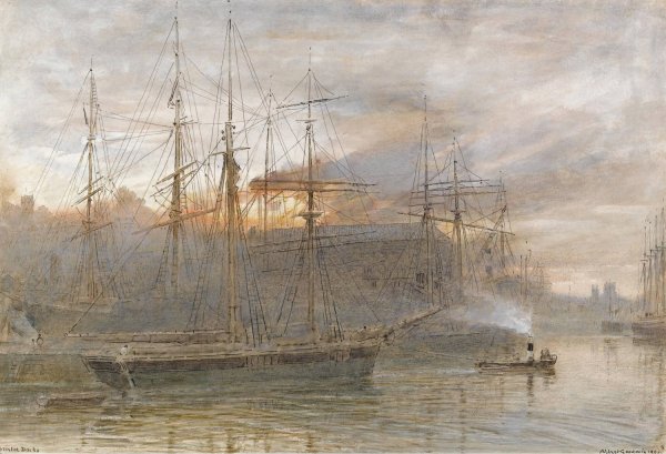 Main Product Photo of Bristol docks Painting by Albert Goodwin