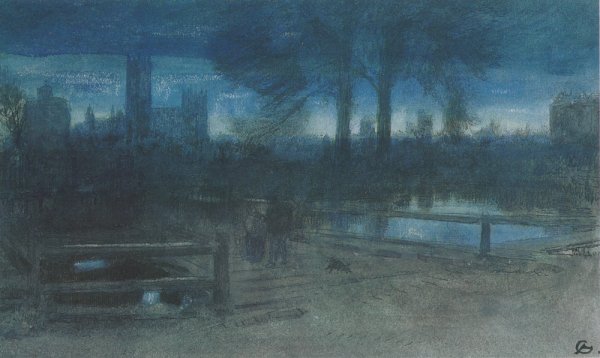 Main Product Photo of Canterbury by Night Painting by Albert Goodwin