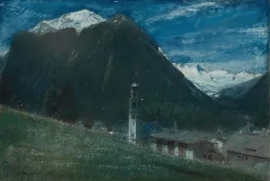In The Moonlight, Pontresina, Engadine, Switzerland by Albert Goodwin Oil Painting