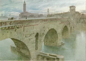 Ponte Pietra, Verona by Albert Goodwin - Oil Painting Reproduction