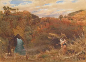 Prince Camaralzaman watching the robber of the Talisman by Albert Goodwin Oil Painting