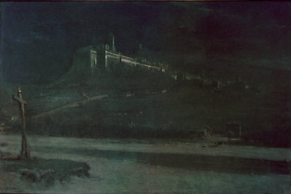 Main Product Photo of Sleeping in the Moonlight, Monastery of St Francis of Assisi Painting by Albert Goodwin