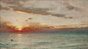 Sunset In The Mediterranean From An Orient Steamer by Albert Goodwin Oil Painting