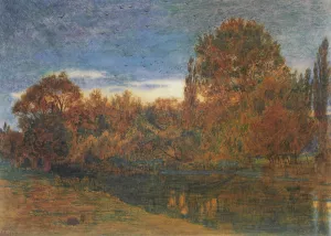 Sunset through Woodland by Albert Goodwin Oil Painting