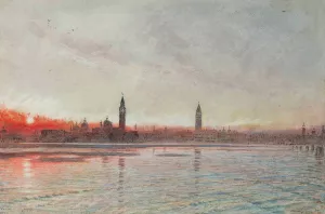 Sunset, Venice by Albert Goodwin Oil Painting